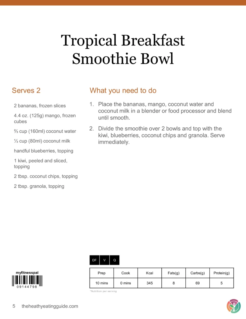 Breakfast Recipe Pack Tropical Smoothie Bowl Recipe