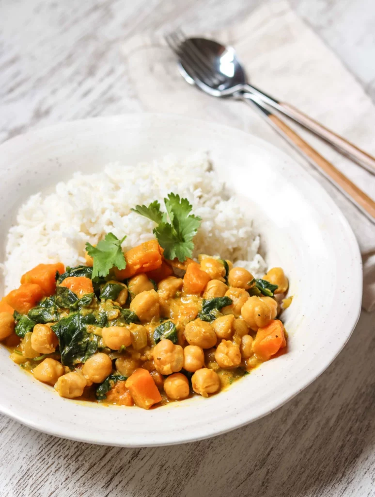 Chickpea, Sweet Potato Spinach Curry