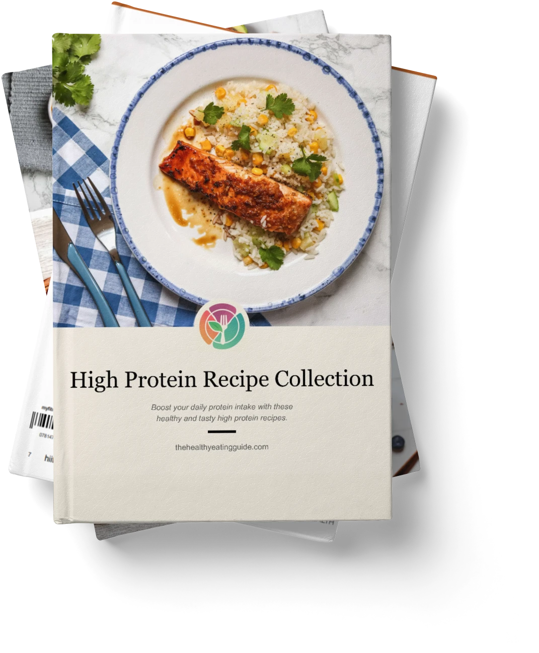 High Protein Recipe Collection Hard Cover Book Stack