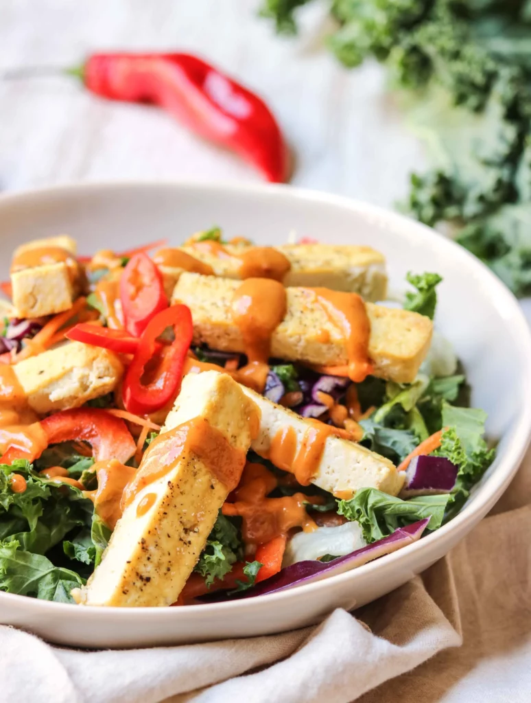 Kale & Tofu Salad With Peanut Butter Dressing