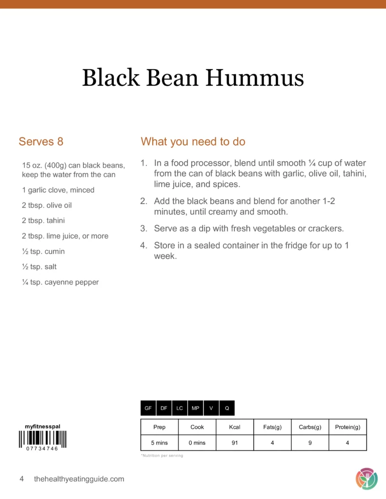 Light Bites Recipe Pack Black Bean Hummus Recipe