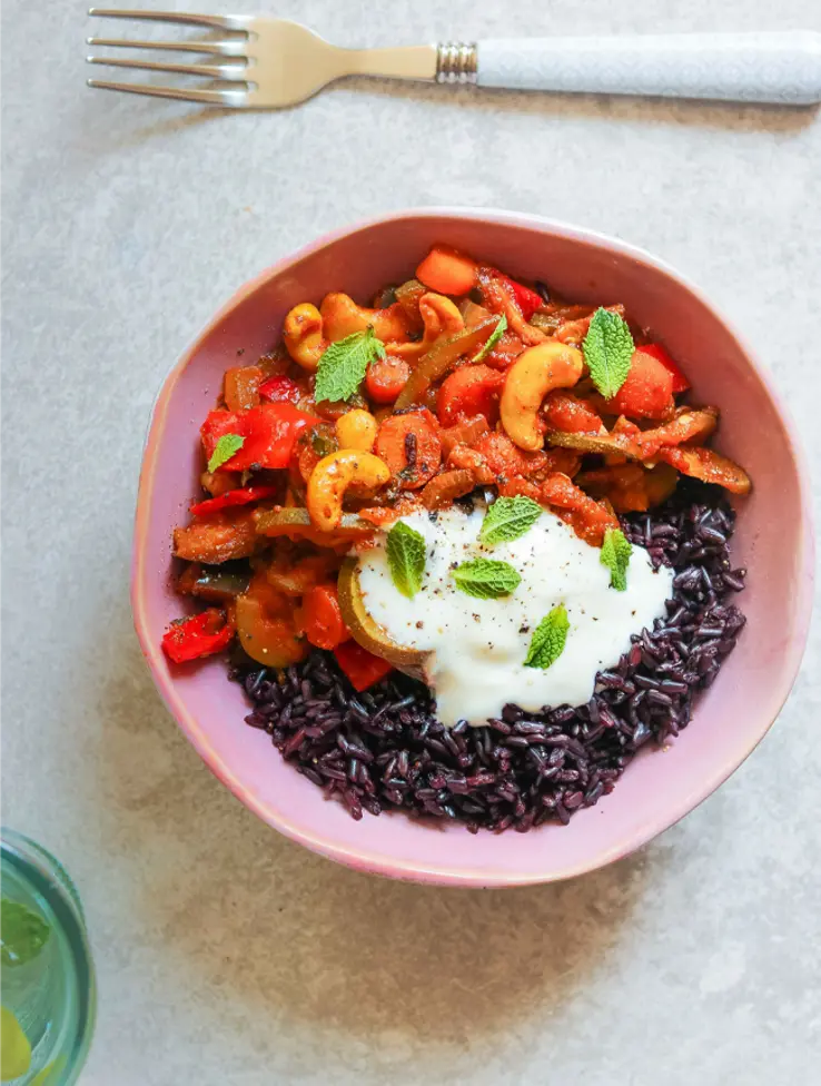 Moroccan Spiced Veg With Cashews Black Rice