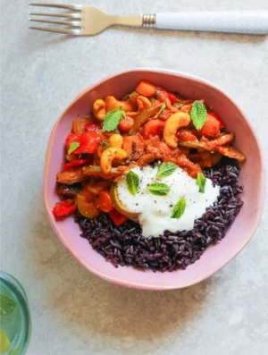 Moroccan Spiced Veg With Cashews & Black Rice