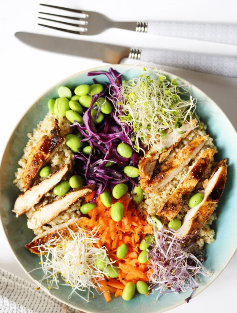Rainbow Quinoa Salad With Grilled Turkey