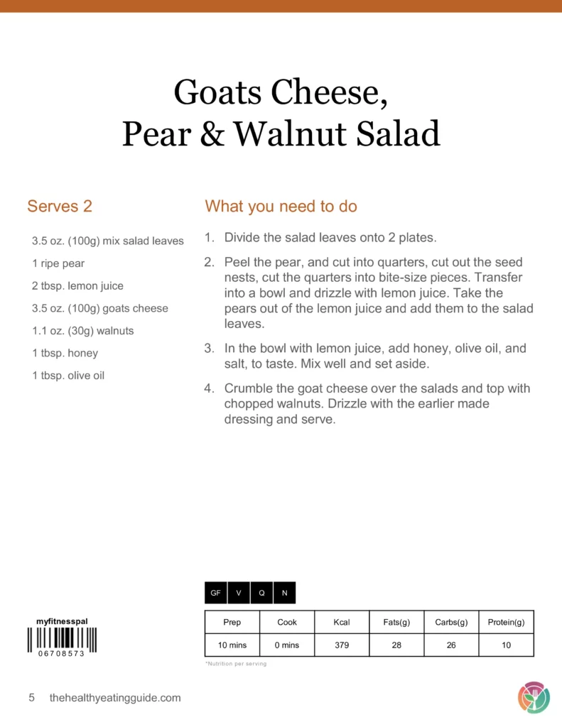 Salad Recipe Pack Goats Cheese, Pear & Walnut Salad Recipe