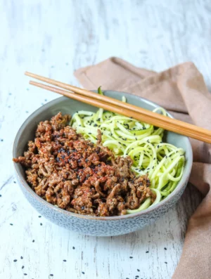 Sesame & Ginger Beef With Zucchini Noodles