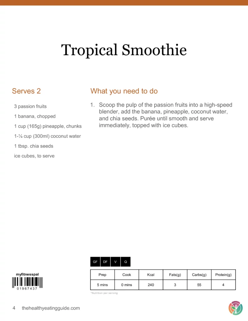 Smoothie Recipe Pack Tropical Smoothie Recipe