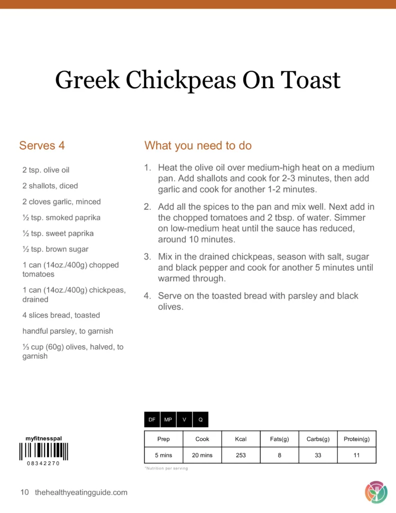 Vegan Recipe Pack Greek Chickpeas On Toast Recipe