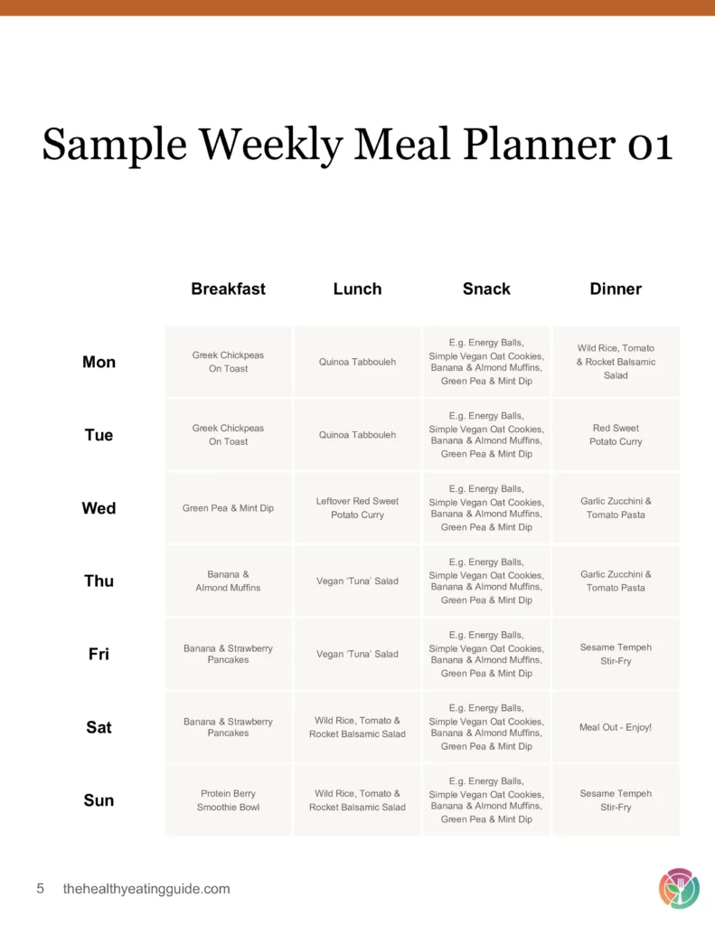 Vegan Recipe Pack Sample Weekly Meal Planner 01