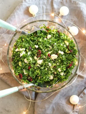 Winter Kale Salad With Cranberries & Feta