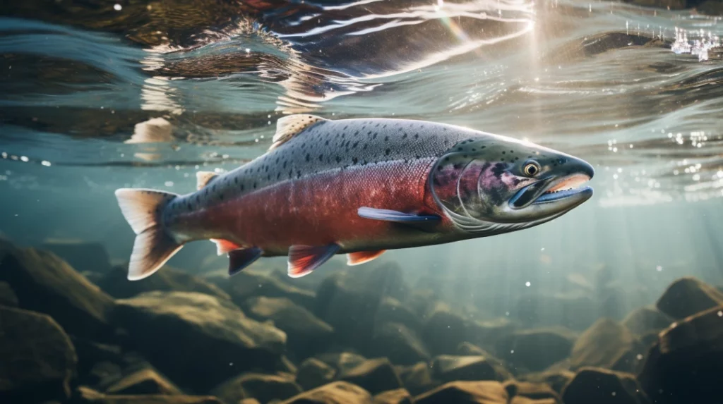 Normal salmon in river