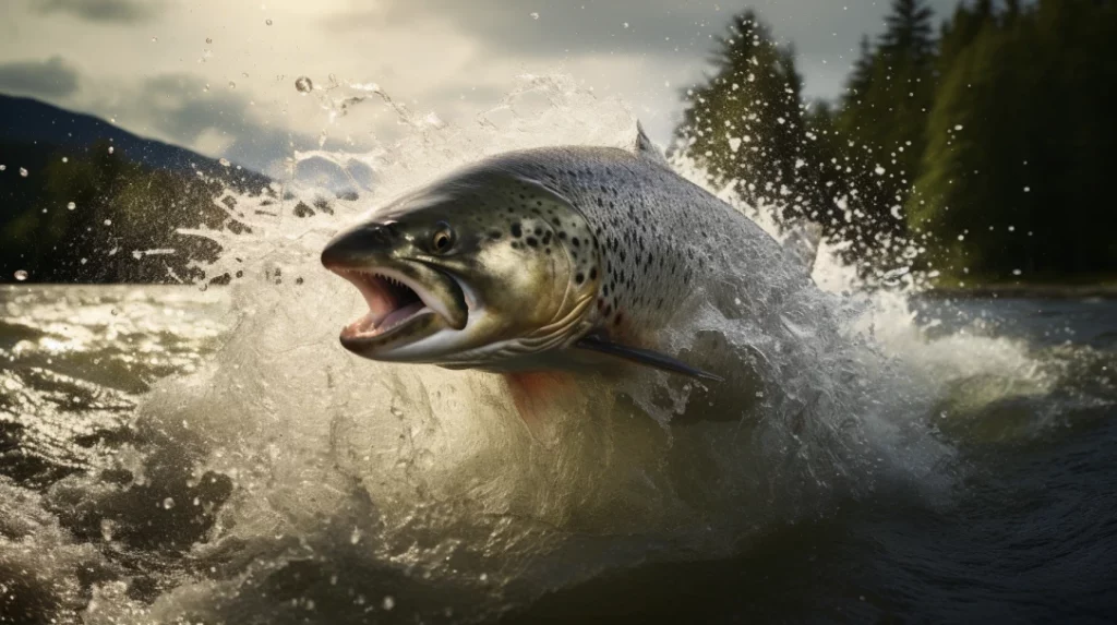 wild norwegian salmon in river