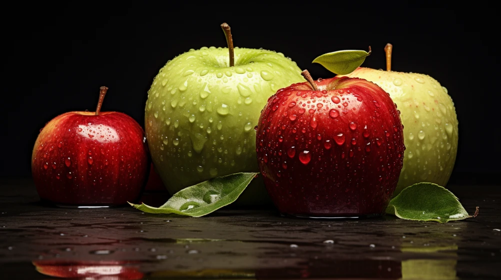 food photography, green and red apples