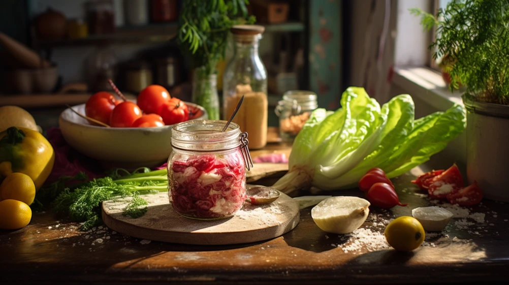 sauerkraut as a dip with raw vegetables