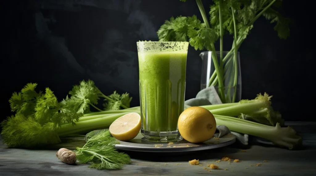 Celery Juice on a table